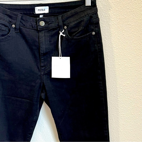 Pistola women Black distress skinny high rise jeans Frey hem Style Arielle Sz 31 - Picture 5 of 16